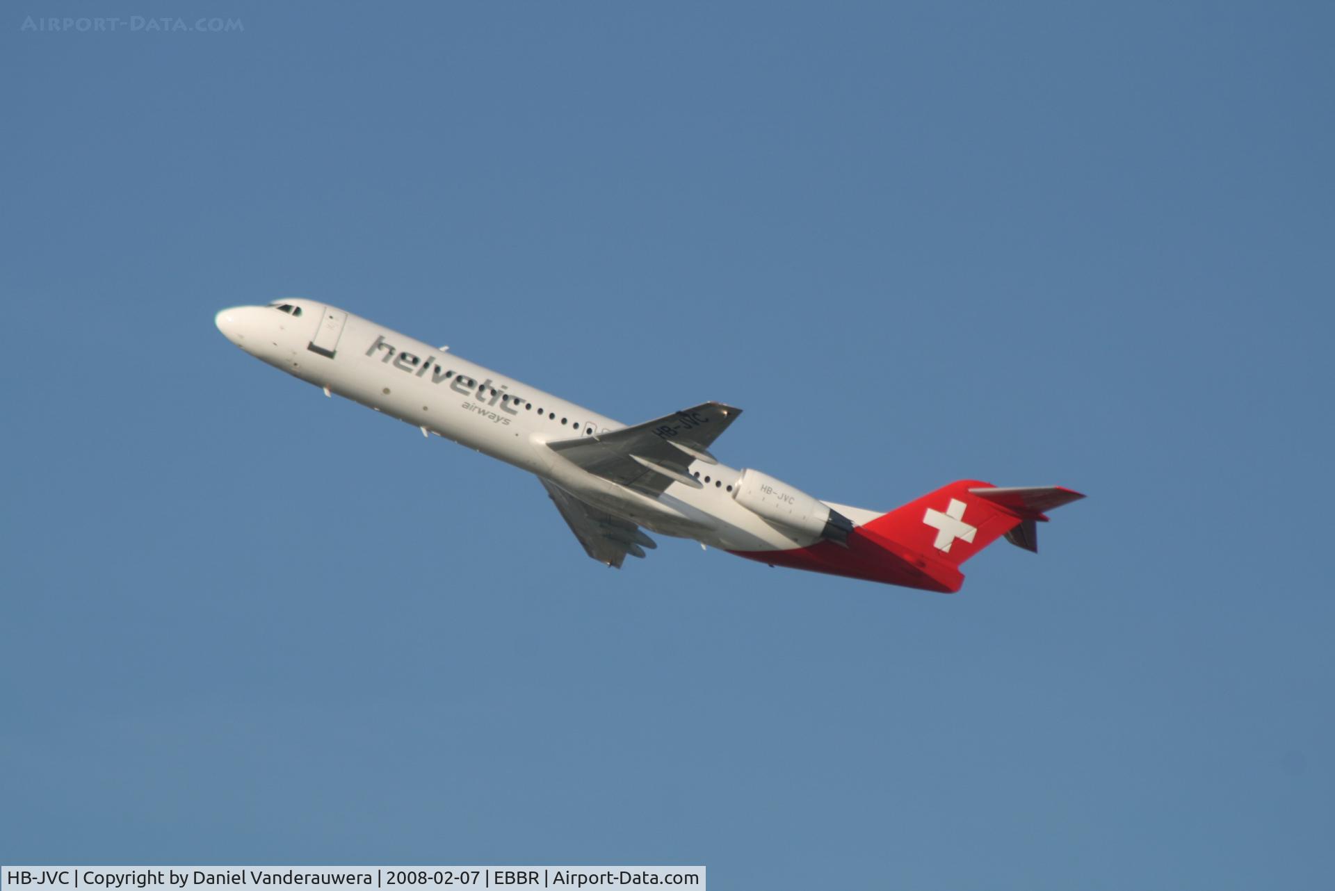 HB-JVC, 1994 Fokker 100 (F-28-0100) C/N 11501, flight LX781 is taking off from rwy 25R