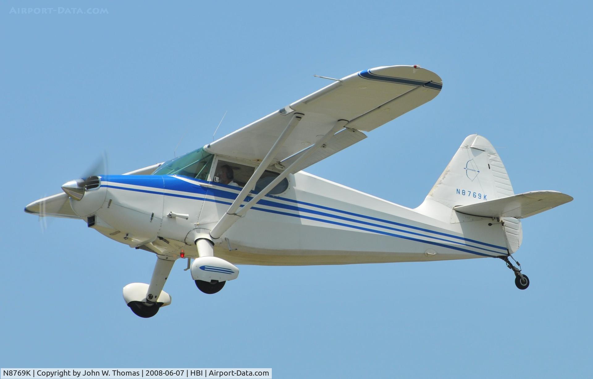 N8769K, 1947 Stinson 108-1 Voyager C/N 108-1769, Departing runway 21