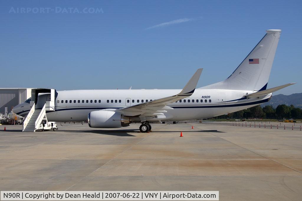 N90R, 2001 Boeing 737-7EL C/N 32775, Swiflite Aircraft Corporation 2001 Boeing 737-7EL(BBJ) N90DR parked on the Petersen Aviation ramp at Van Nuys.