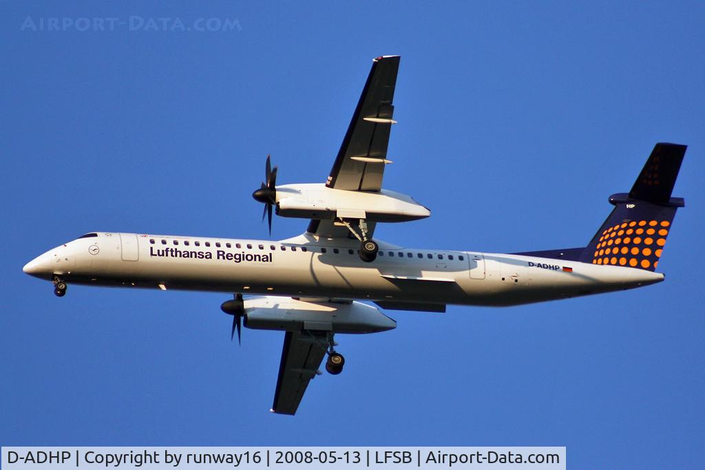 D-ADHP, 1998 De Havilland Canada DHC-8-402 Dash 8 C/N 4003, Augsburg Airways Dash-8 landing on rwy 34