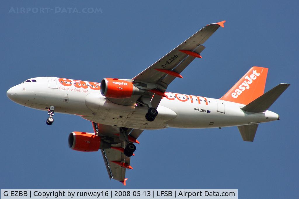 G-EZBB, 2006 Airbus A319-111 C/N 2854, easyJet landing on rwy 34 inbound from Luton