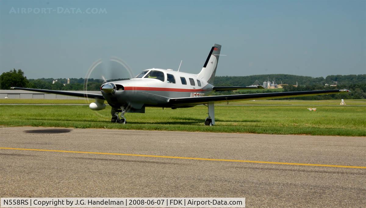 N558RS, 1998 Piper PA-46-350P Malibu Mirage C/N 4636172, Warming up at FDK AOPA