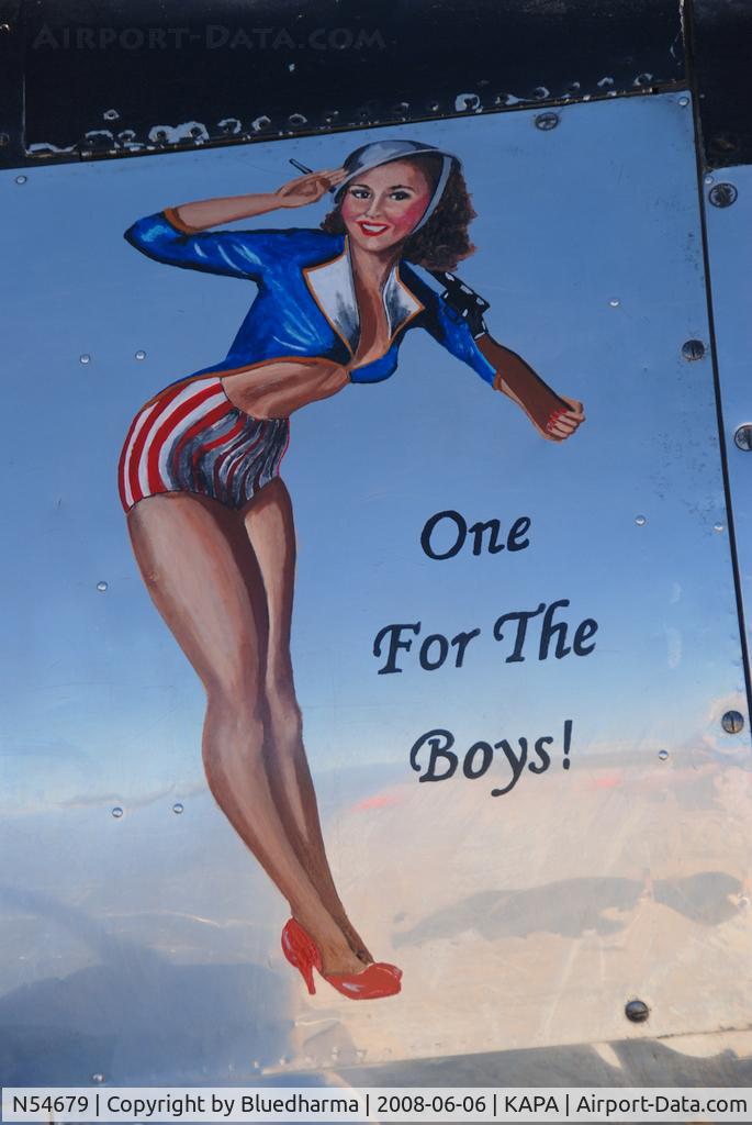 N54679, 1941 Consolidated Vultee BT-13A C/N 2990, Parked on Display at KAPA. Nose art.