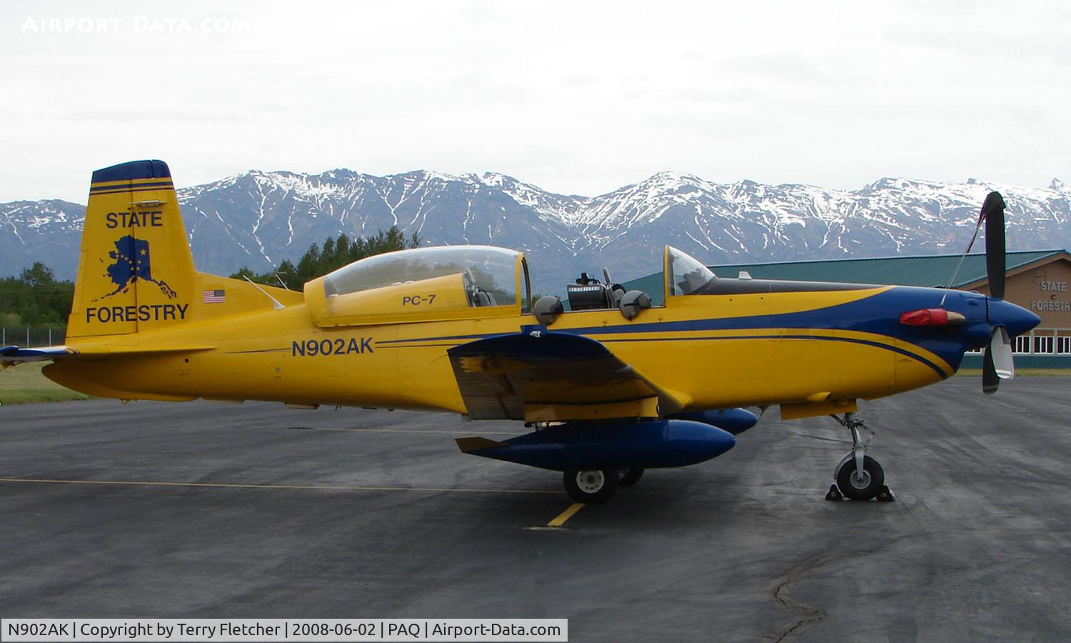 N902AK, 1988 Pilatus PC-7 Mk.II C/N 560, Pilatus PC-7 of the Alaska State Forestry sits at its maintenance base in Palmer AK