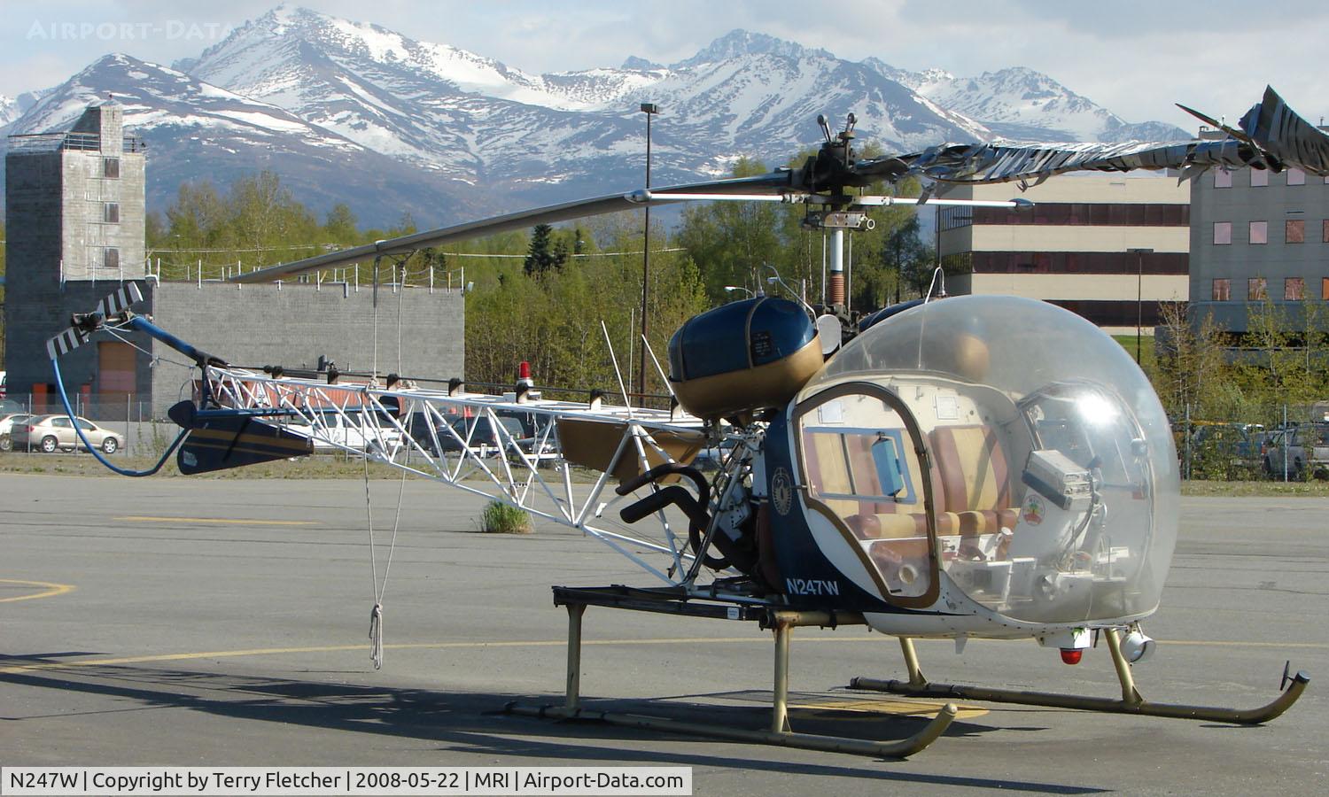 N247W, 1968 Bell 47G-3B-2 C/N 6683, Bell 47G-3B-2 at Merrill Field , Anchorage