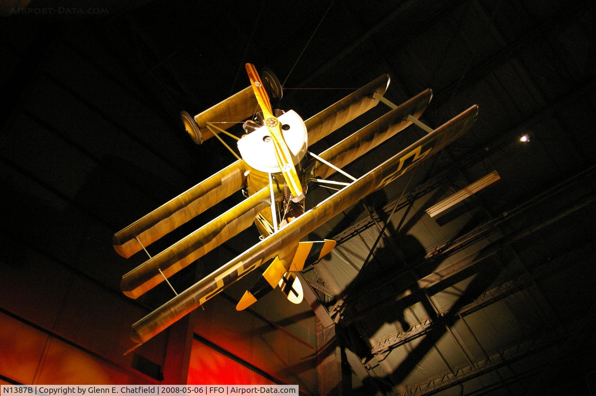 N1387B, 1982 Fokker Dr.1 Triplane Replica C/N 16, Hanging at the National Museum of the U.S. Air Force