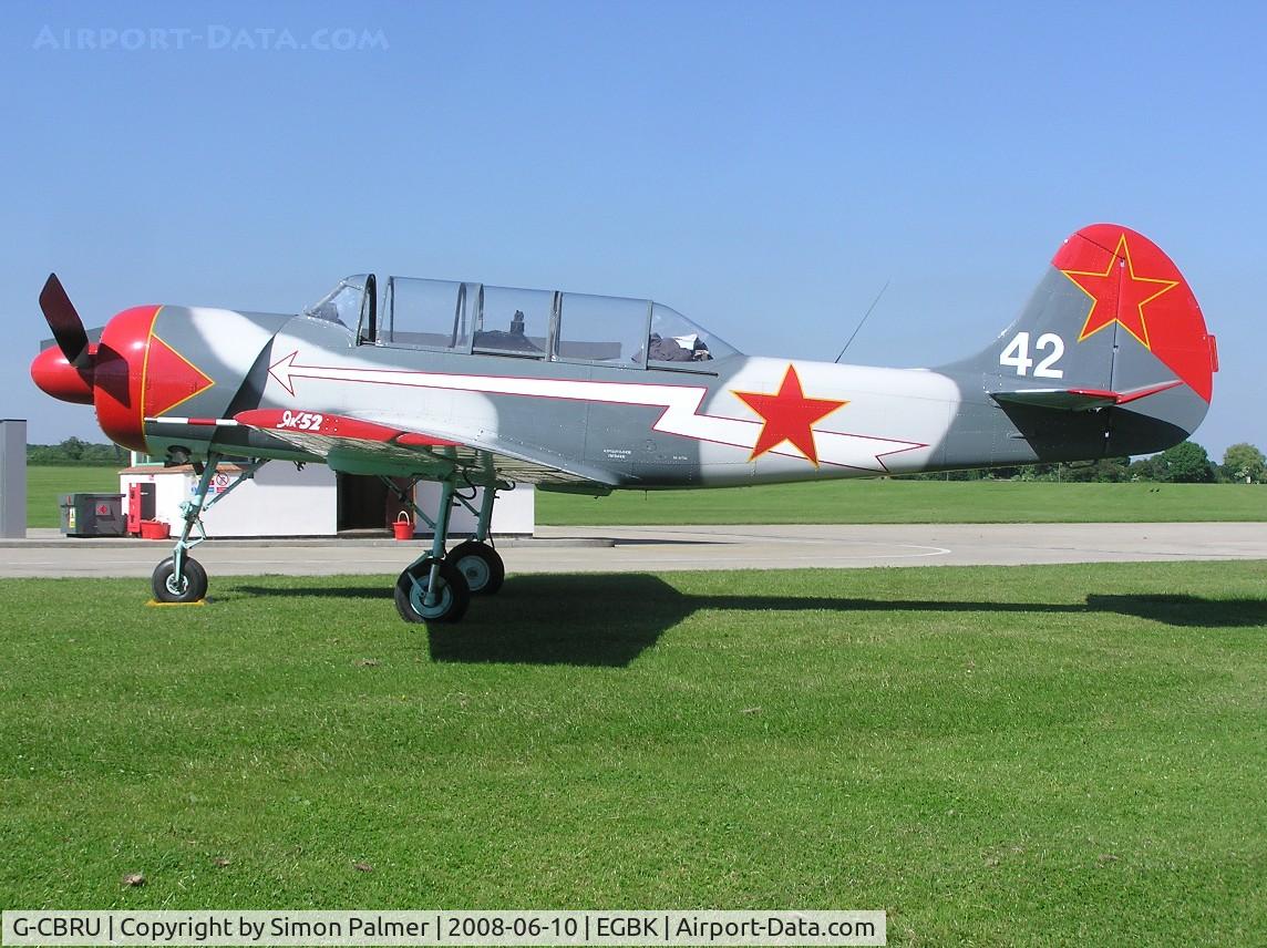 G-CBRU, 1988 Bacau Yak-52 C/N 888911, Yak-52 seen at Sywell