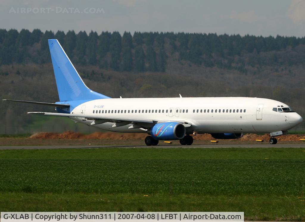 G-XLAB, 1998 Boeing 737-8Q8 C/N 28218, Take off rwy 02 with white fuselage...
