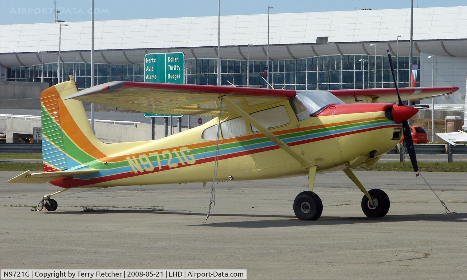 N9721G, 1971 Cessna 180H Skywagon C/N 18052221, A very colourful Cessna 180 at Lake Hood