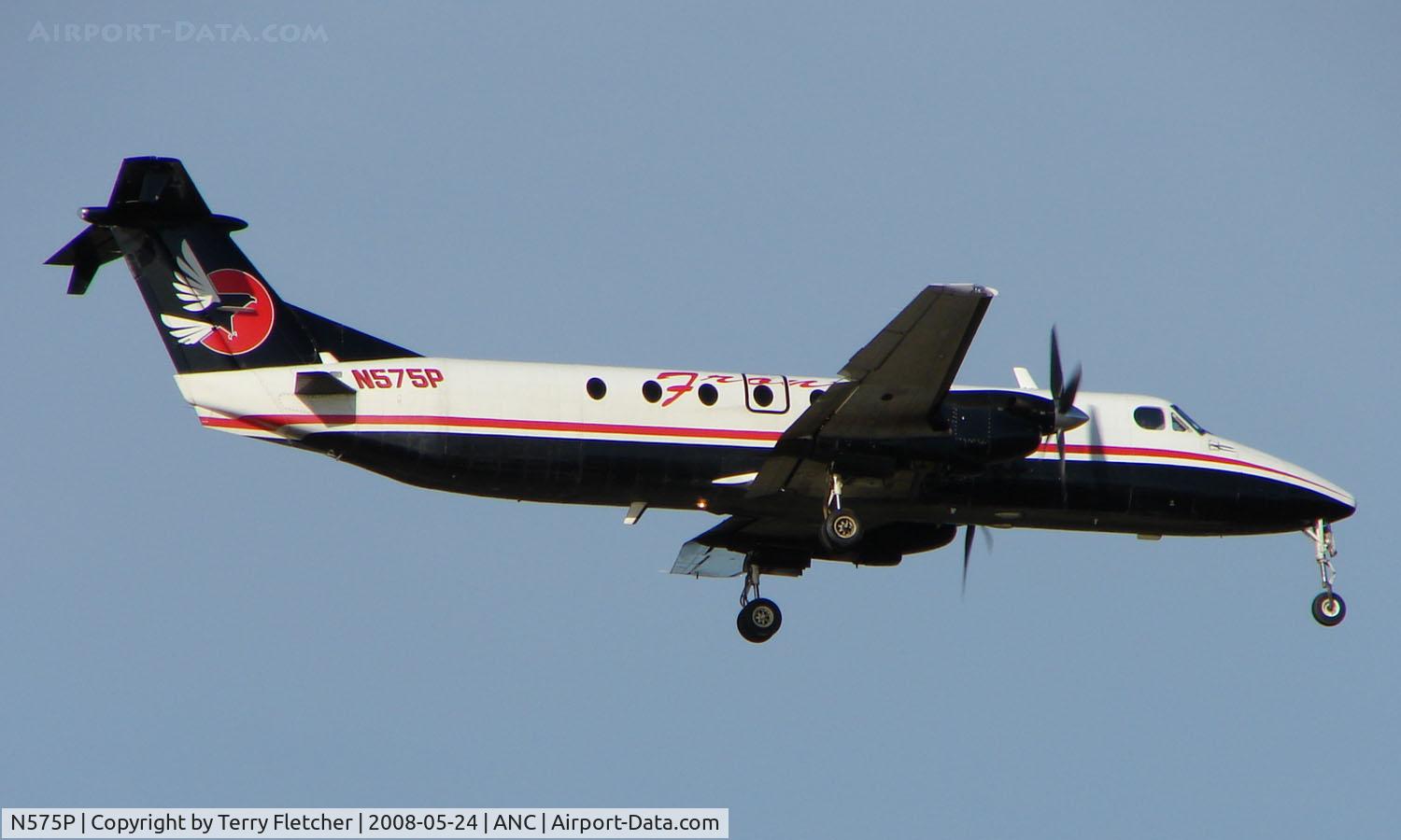 N575P, 1989 Beech 1900C C/N UC-95, Frontier Flying Services Beech 1900 arriving Anchorage Int