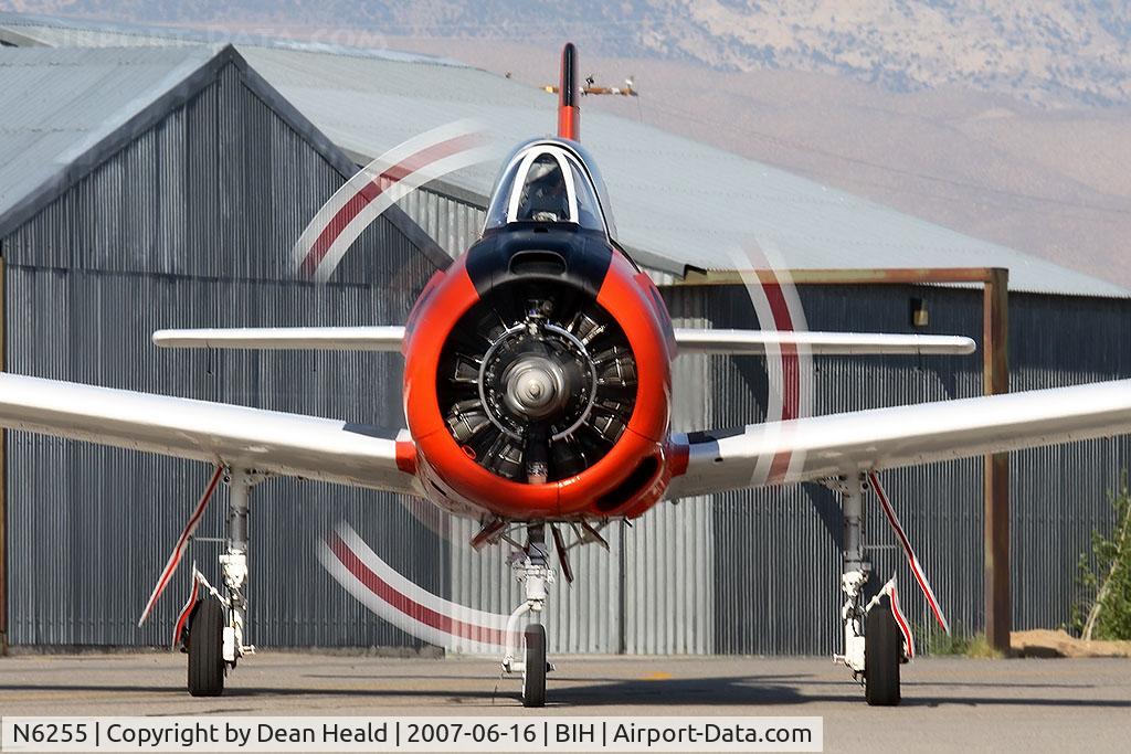 N6255, 1955 North American T-28B Trojan C/N 200-411, 1955 North American T-28B N6255 performing engine run-up check prior to taxiing to RWY 30 for departure.