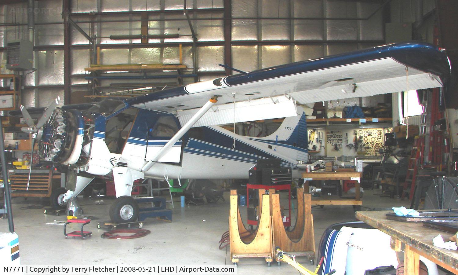 N777T, 1954 De Havilland Canada U-6A Beaver C/N 859, 1954 DHC2 Beaver in the back of a hangar undergoing maintenance at Lake Hood