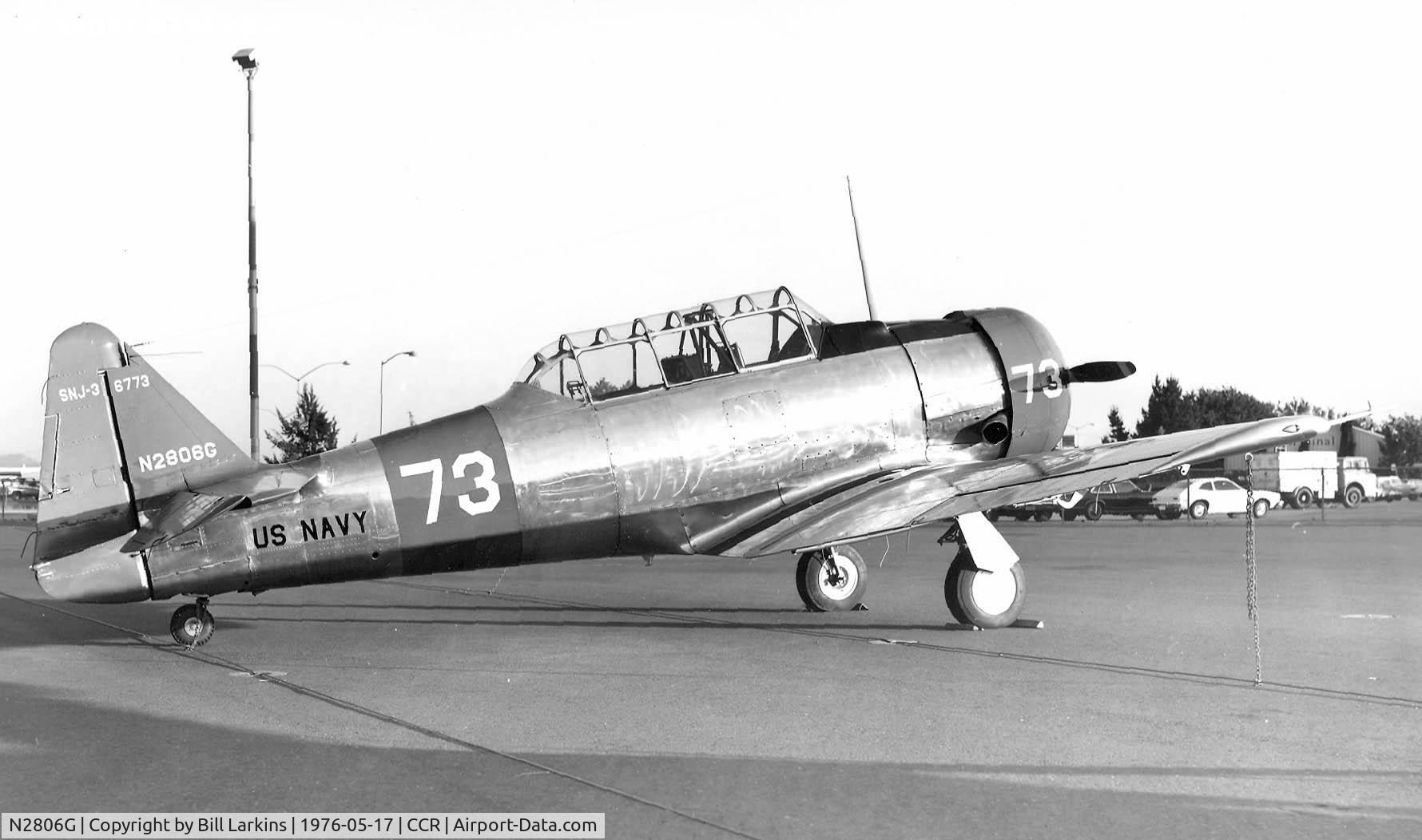 N2806G, 1950 North American AT-6G Texan C/N 168-61 (49-2957), 1976 photo when painted in 1941 Pensacola colors.