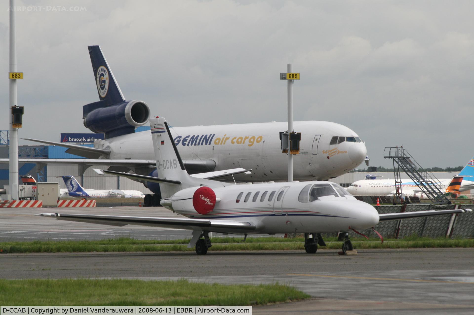 D-CCAB, 1997 Cessna 550 Citation Bravo C/N 550-0827, parked on General Aviation apron (Abelag)