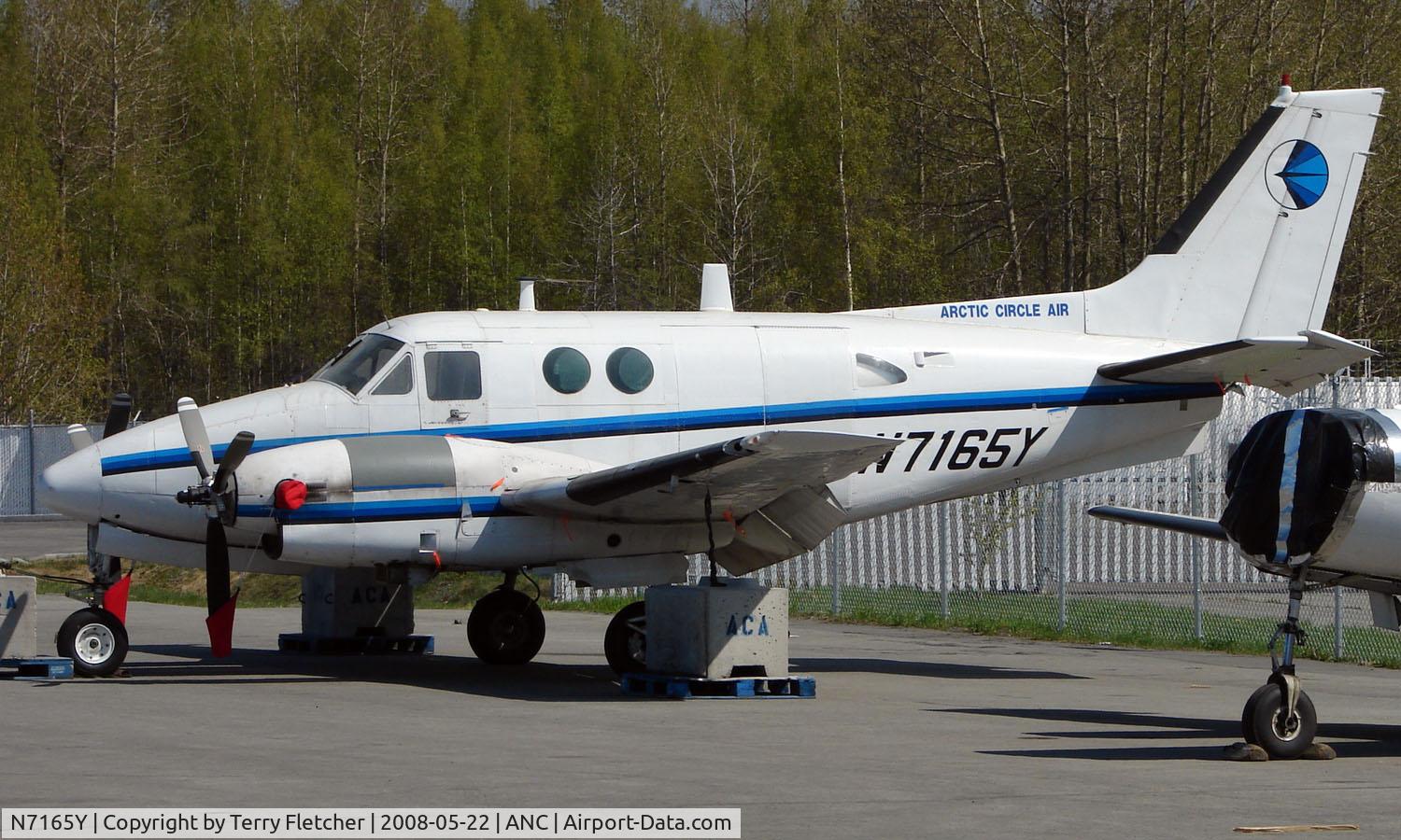 N7165Y, 1969 Beech 65-A90-1 C/N LM-120, Beech 65-A90-1 of Arctic Circle Air at Anchorage South Ramp