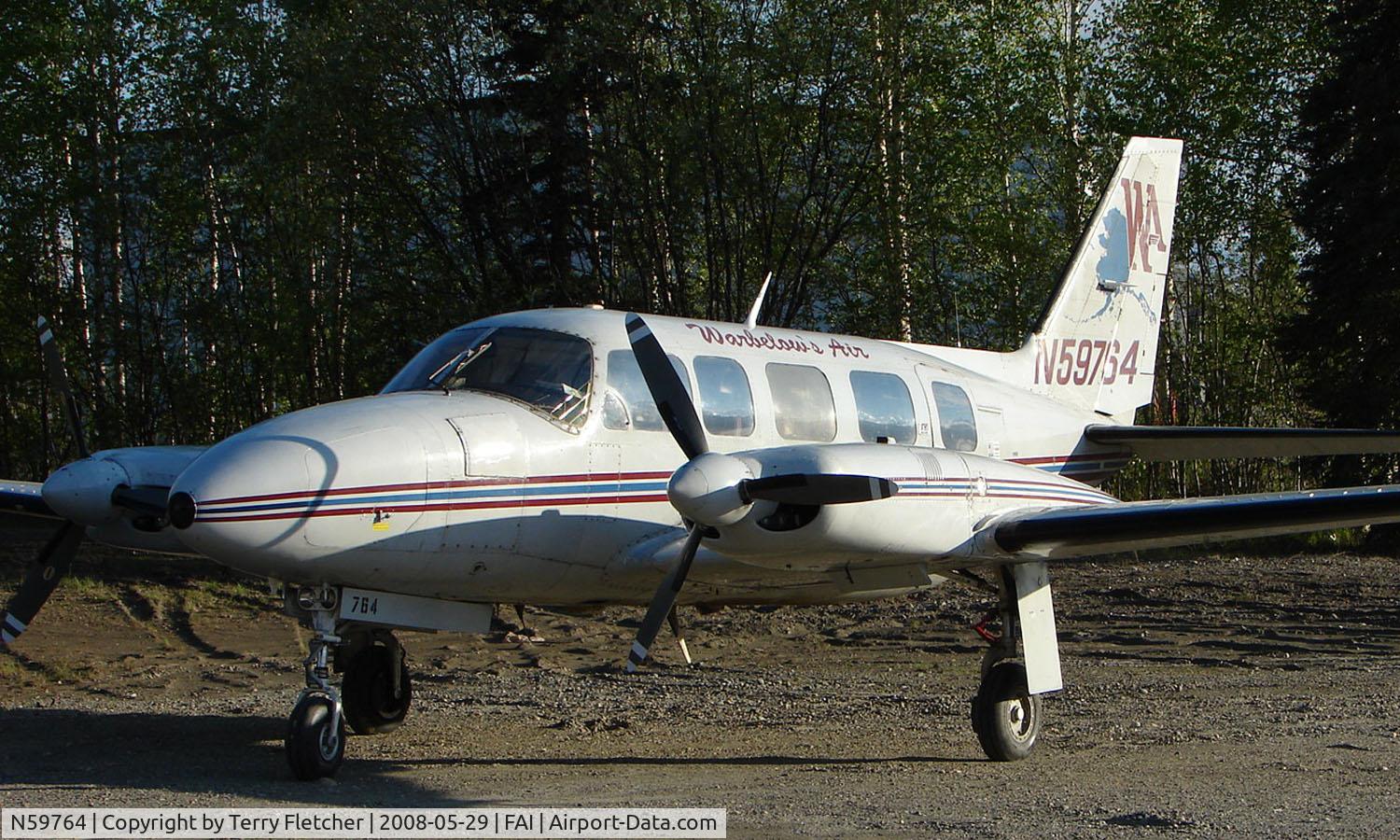 N59764, 1975 Piper PA-31-350 Chieftain C/N 31-7652037, Warbelow Air's Pa31 at Fairbanks East Ramp