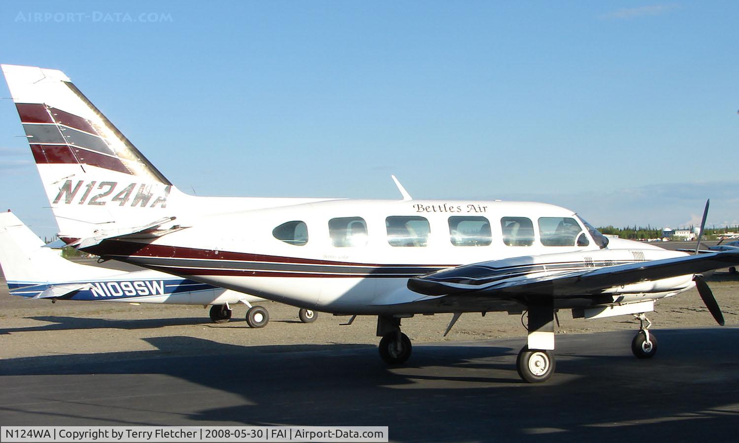 N124WA, 1974 Piper PA-31-350 Chieftain C/N 31-7405242, piper Pa-31-350 of Bettles Air on Fairbanks West Ramp