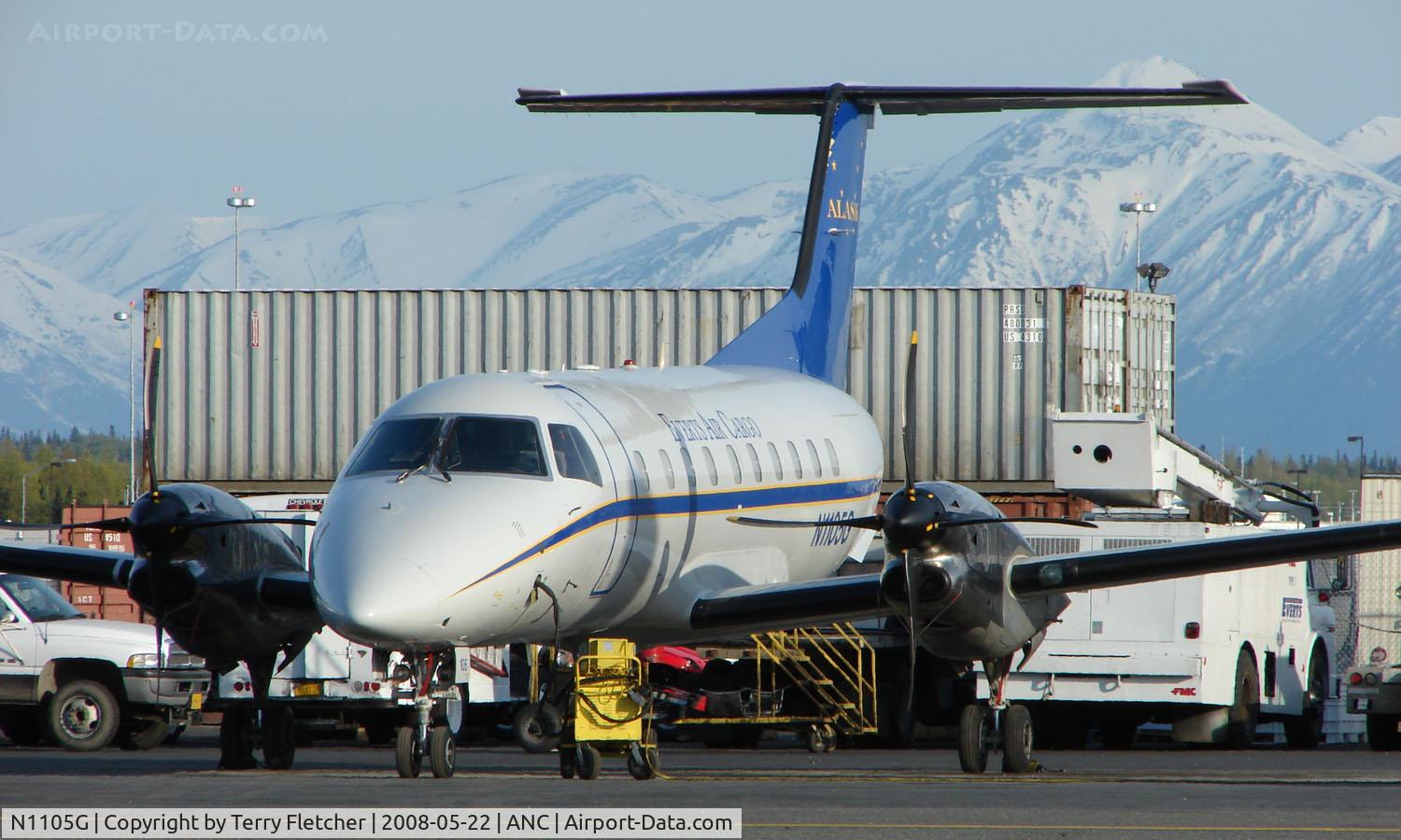 N1105G, 1988 Embraer EMB-120FC Brasilia C/N 120.105, Everts Brasillia on home ramp at Anchorage