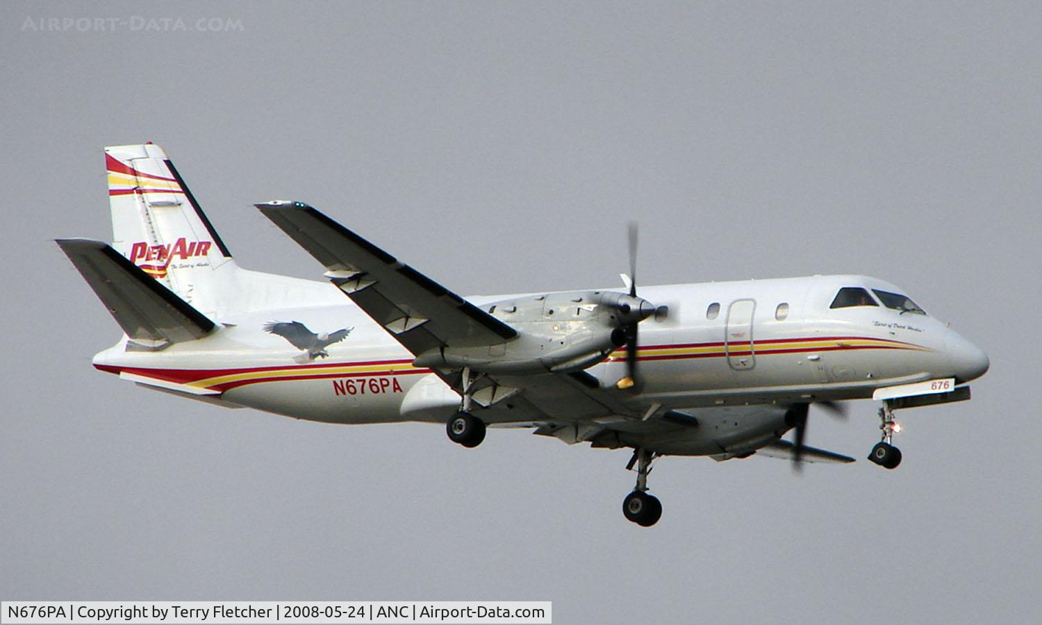 N676PA, 1993 Saab 340B C/N 340B-316, PenAir Saab 340 on finals to Anchorage