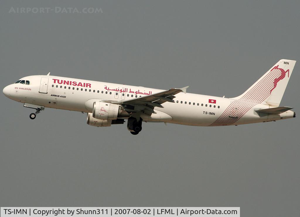 TS-IMN, 2000 Airbus A320-211 C/N 1187, Take off rwy 32R...