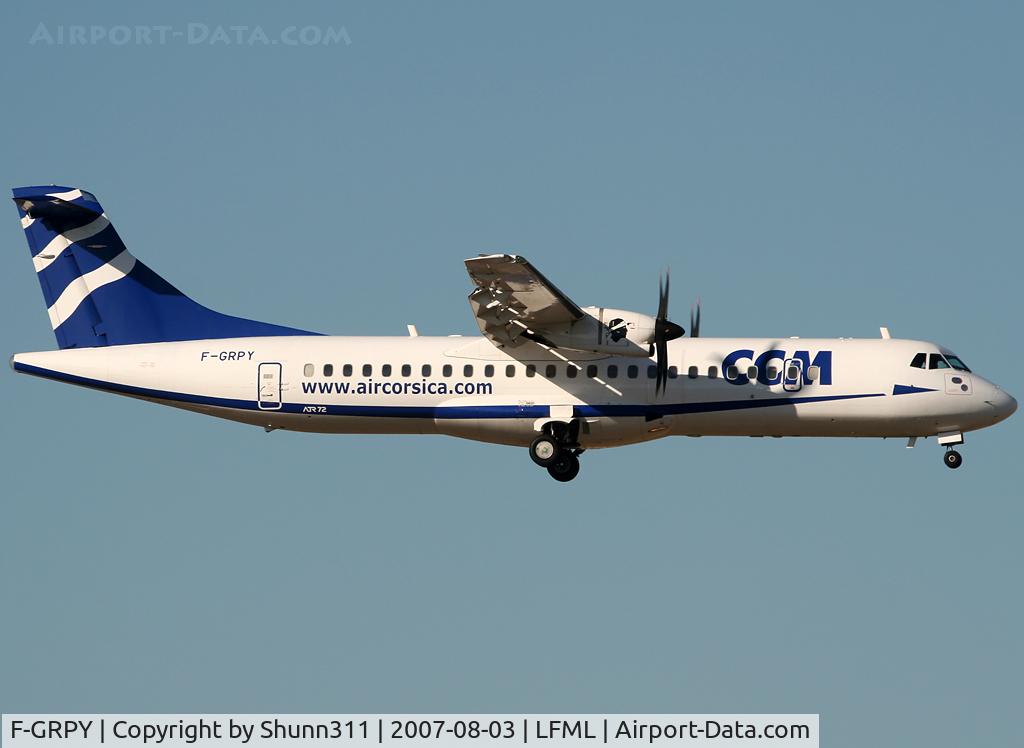 F-GRPY, 2007 ATR 72-500 C/N 742, Landing rwy 32R...