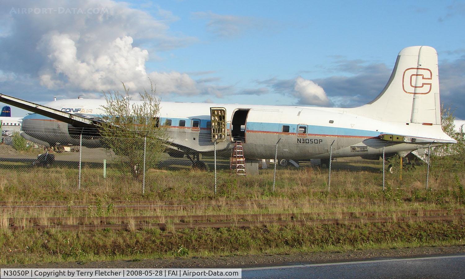 N3050P, 1953 Douglas DC-6A C/N 44073, Delivered new to the Flying Tiger Line as N34957 in 1953 , under the same registration operated for , Northwest Orient , Zantop , Saturn and British West Indian before coming C-GBYB with Conifair