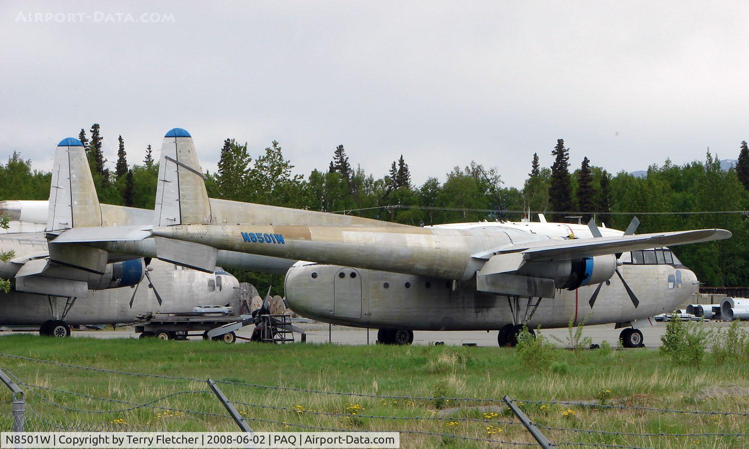 N8501W, 1952 Fairchild C-119F (R4Q-2) Packet C/N 10880, Fairchild C-119F Flying Boxcar sits at Palmer Municipal  , ec US Navy 131695