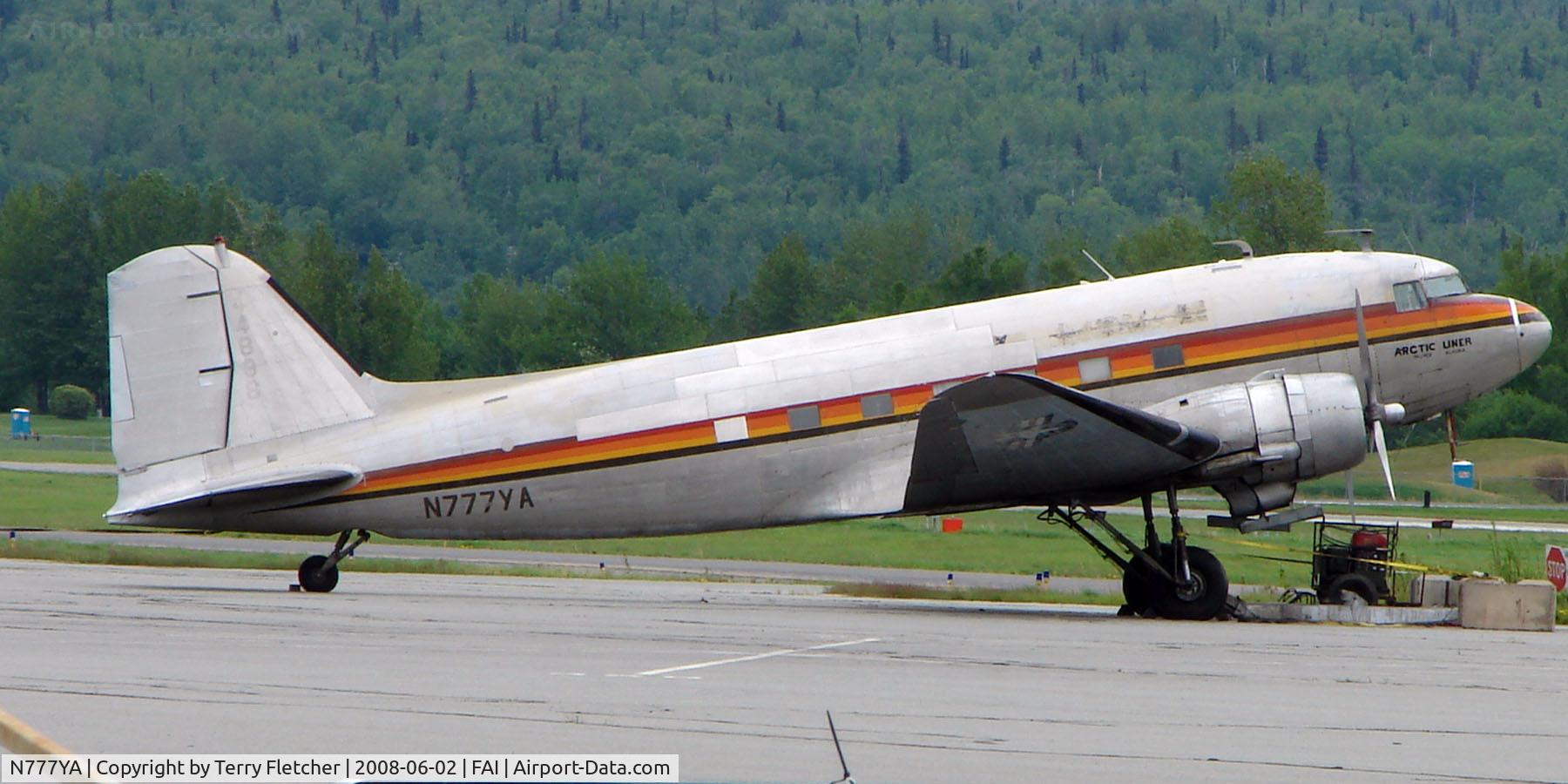 N777YA, 1944 Douglas DC-3C (C47-B-DK/R4D-6) C/N 25634/14189, This DC£ was delivered to USAF as 43-48373 but transferred immediately to US Navy as Bu17259 - operated for Wien Alaska as NC21769 and later as 777DG before becoming N777YA in 1983