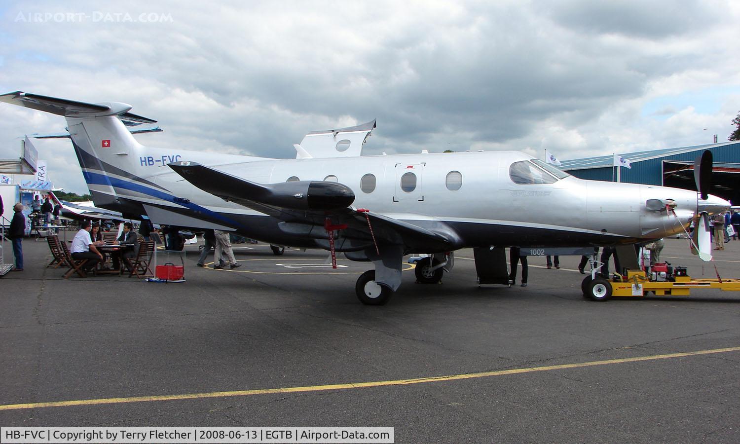 HB-FVC, 2008 Pilatus PC-12/47E C/N 1002, Aircraft on static display at AeroExpo 2008 at Wycombe Air Park , Booker , United Kingdom