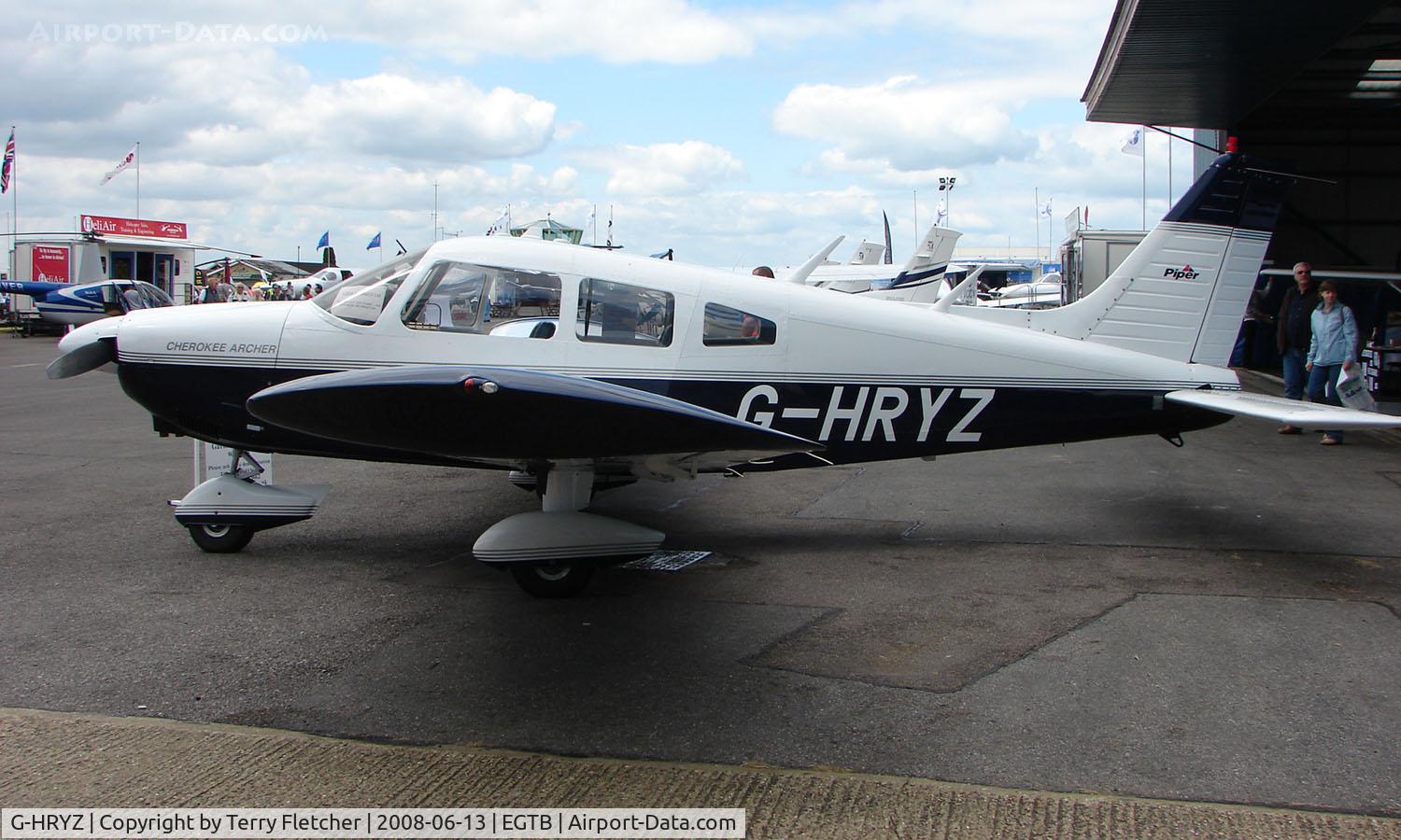 G-HRYZ, 1974 Piper PA-28-180 Cherokee C/N 28-7505090, Aircraft on static display at AeroExpo 2008 at Wycombe Air Park , Booker , United Kingdom