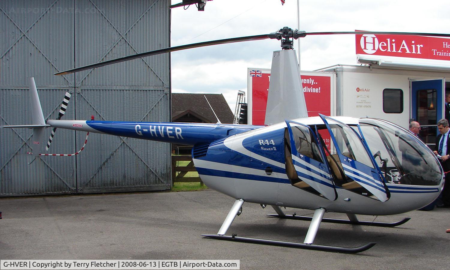 G-HVER, 2007 Robinson R44 Raven II C/N 11754, Aircraft on static display at AeroExpo 2008 at Wycombe Air Park , Booker , United Kingdom