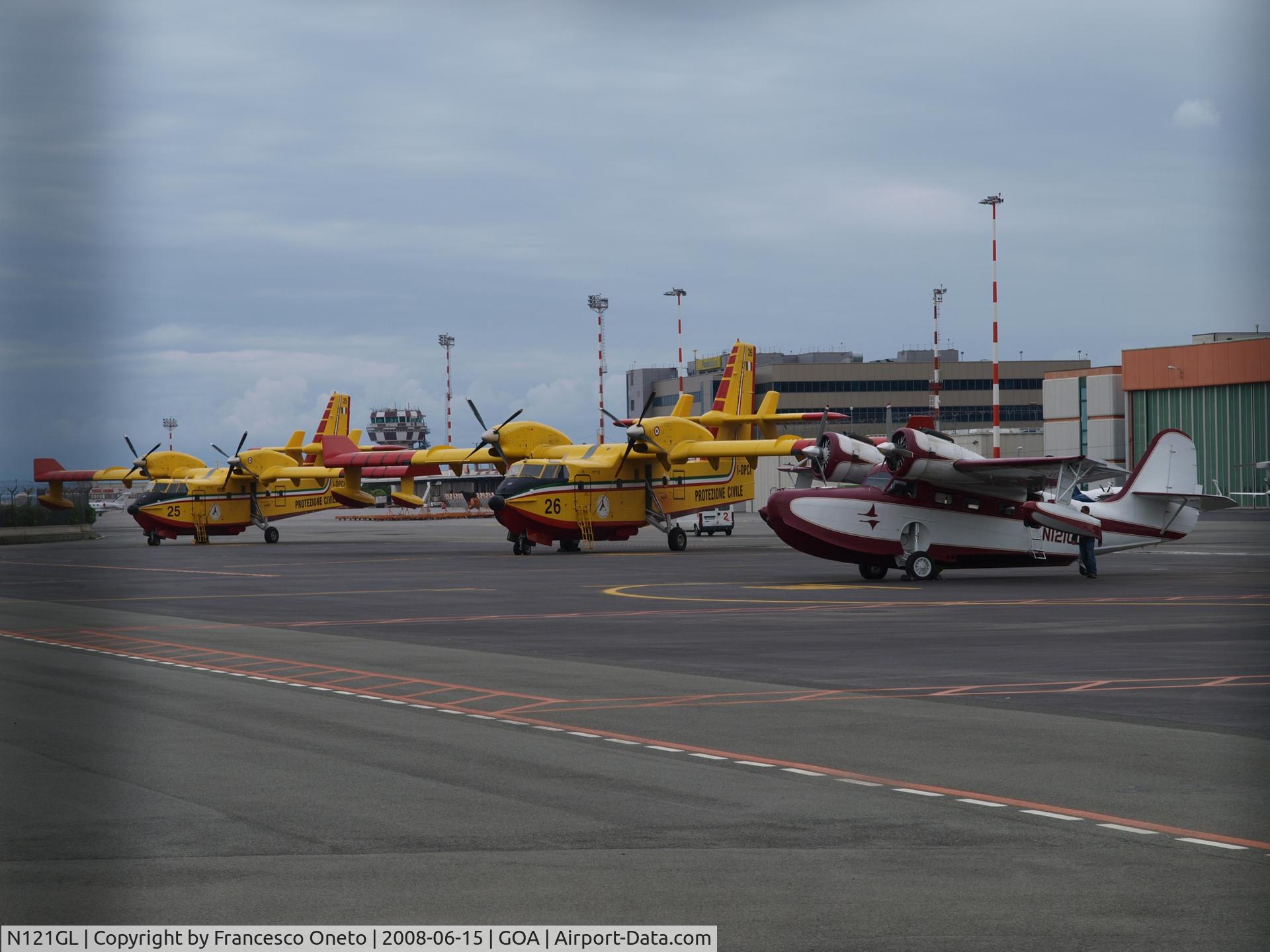 N121GL, 1944 Grumman G-21A Goose C/N B-49, Along with two Canadair CL-415 of the Protezione Civile Italiana
