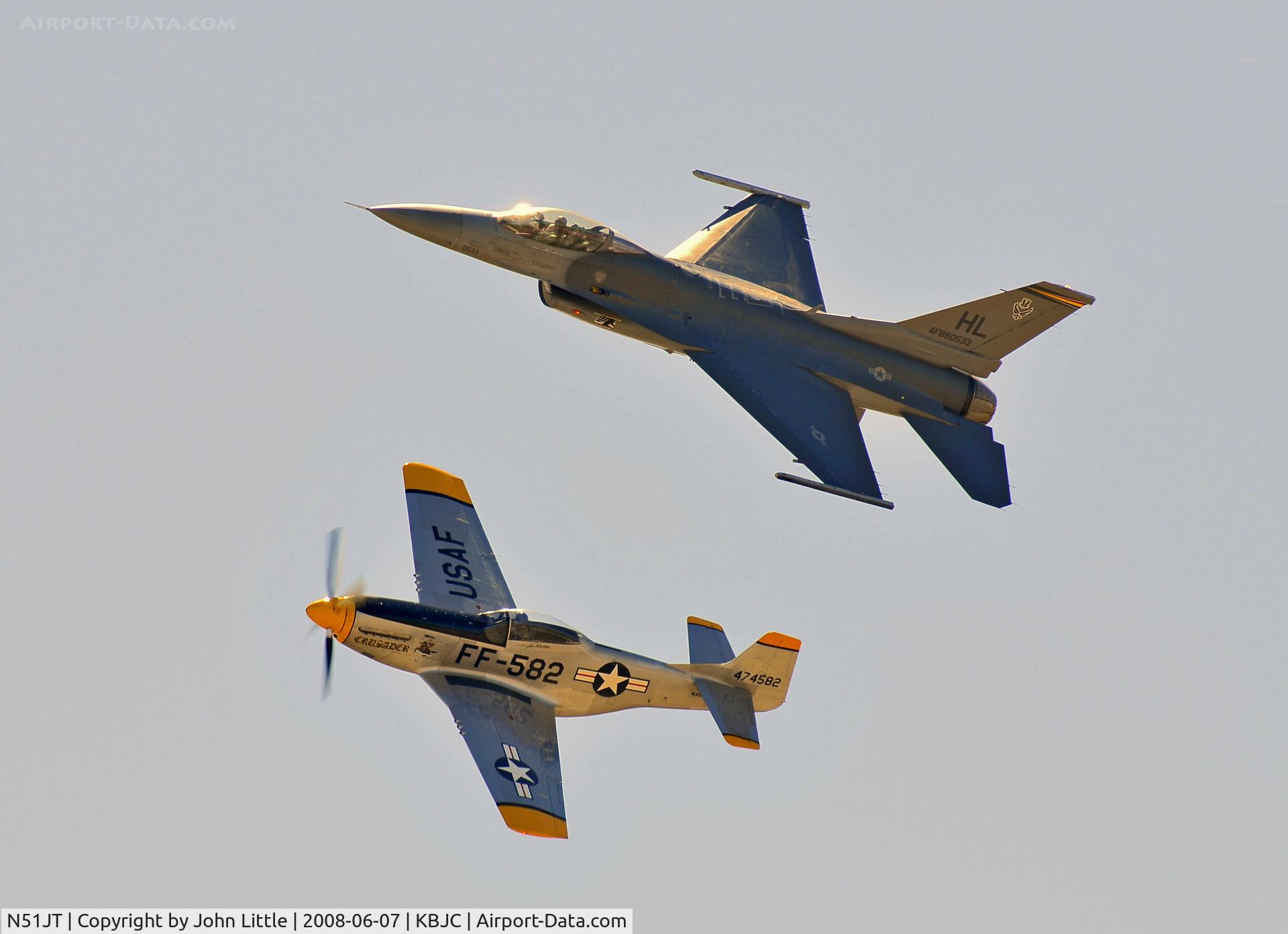 N51JT, 1946 North American P-51D Mustang C/N 122-41122 (44-74582), P-51 Mustang and F-16 Fighter in Heritage Flight