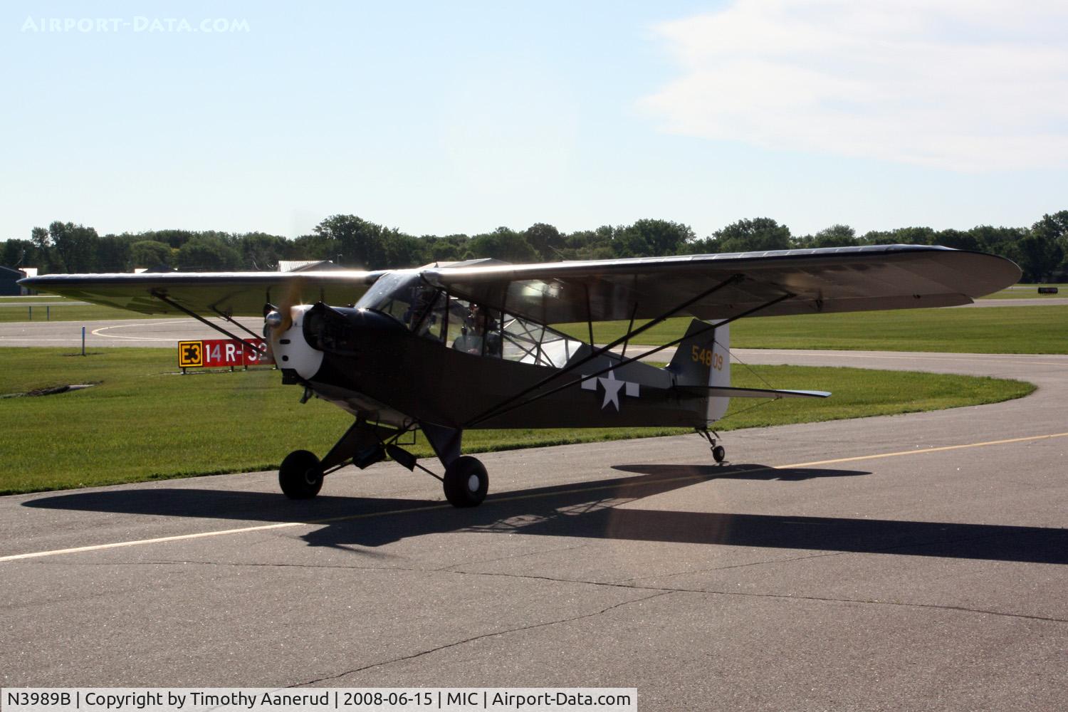 N3989B, 1945 Piper L-4J Grasshopper (J3C-65D) C/N 13549, Crystal Airport Open House 2008 visitor