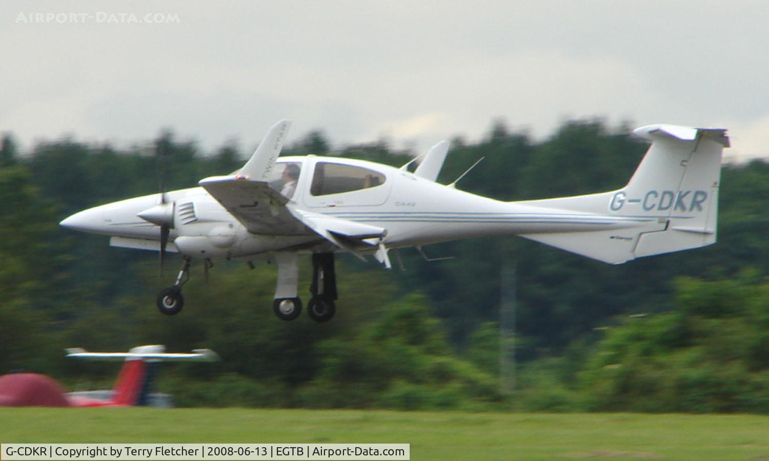 G-CDKR, 2005 Diamond DA-42 Twin Star C/N 42.029, Visitor  during  AeroExpo 2008 at Wycombe Air Park , Booker , United Kingdom