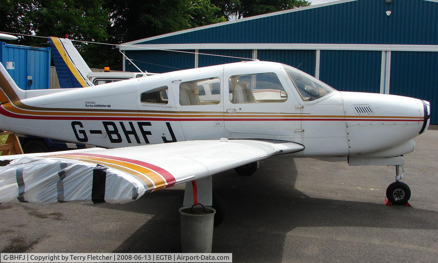 G-BHFJ, 1979 Piper PA-28RT-201T Turbo Arrow IV C/N 28R-7931298, Resident aircraft parked  during  AeroExpo 2008 at Wycombe Air Park , Booker , United Kingdom