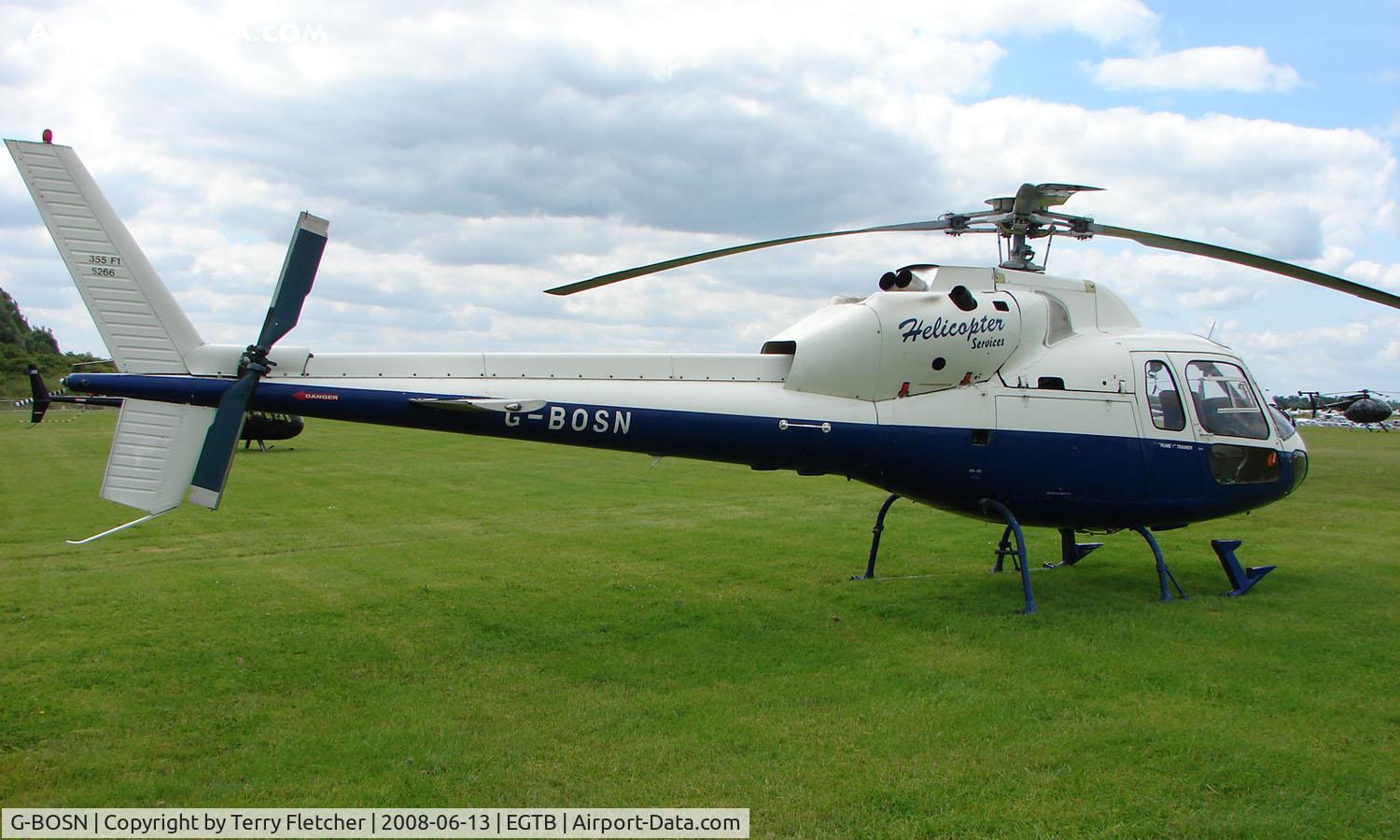 G-BOSN, 1982 Aerospatiale AS-355F-1 Ecureuil 2 C/N 5266, Resident aircraft parked  during  AeroExpo 2008 at Wycombe Air Park , Booker , United Kingdom