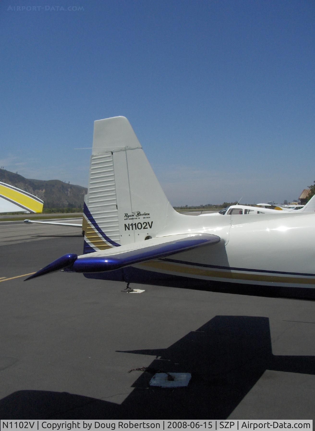 N1102V, 1947 North American L-17 (Navion A) C/N NAV-4-2089, 1947 Ryan NAVION A, Continental E225 225 Hp, tail data and logo
