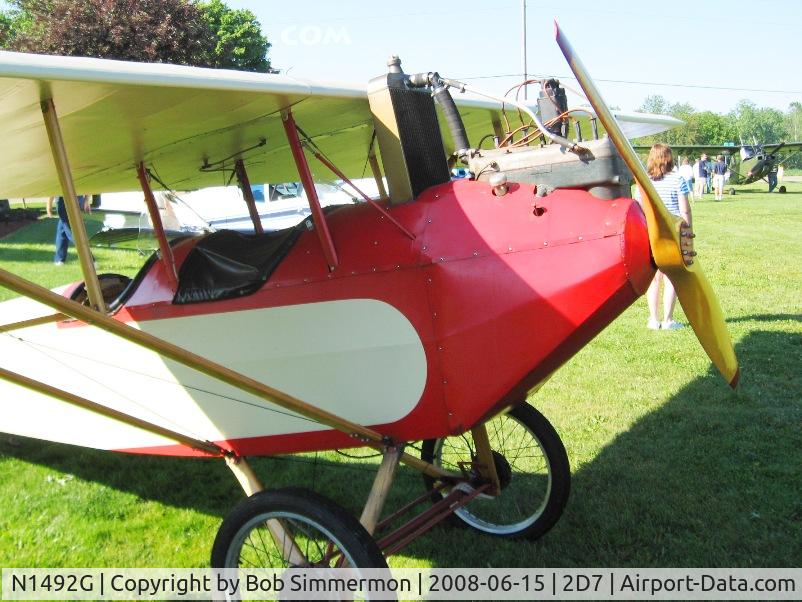 N1492G, 1994 Pietenpol Air Camper C/N 221492, Ford Model-A engine and Sterba wood propeller.  Beach City Father's Day fly-in.