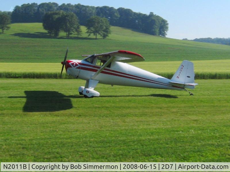 N2011B, 1948 Luscombe 8E Silvaire C/N 6438, Arriving at Beach City Father's Day fly-in.