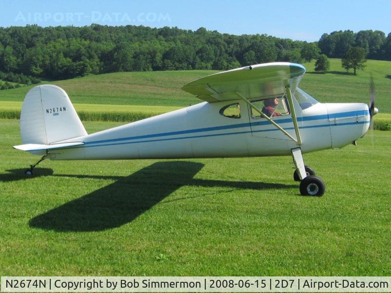 N2674N, 1947 Cessna 140 C/N 12932, Departing Beach City Father's Day fly-in.