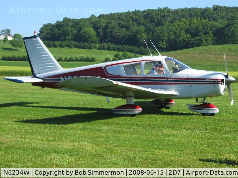 N6234W, 1964 Piper PA-28-140 Cherokee C/N 28-20275, Departing Beach City Father's Day fly-in.