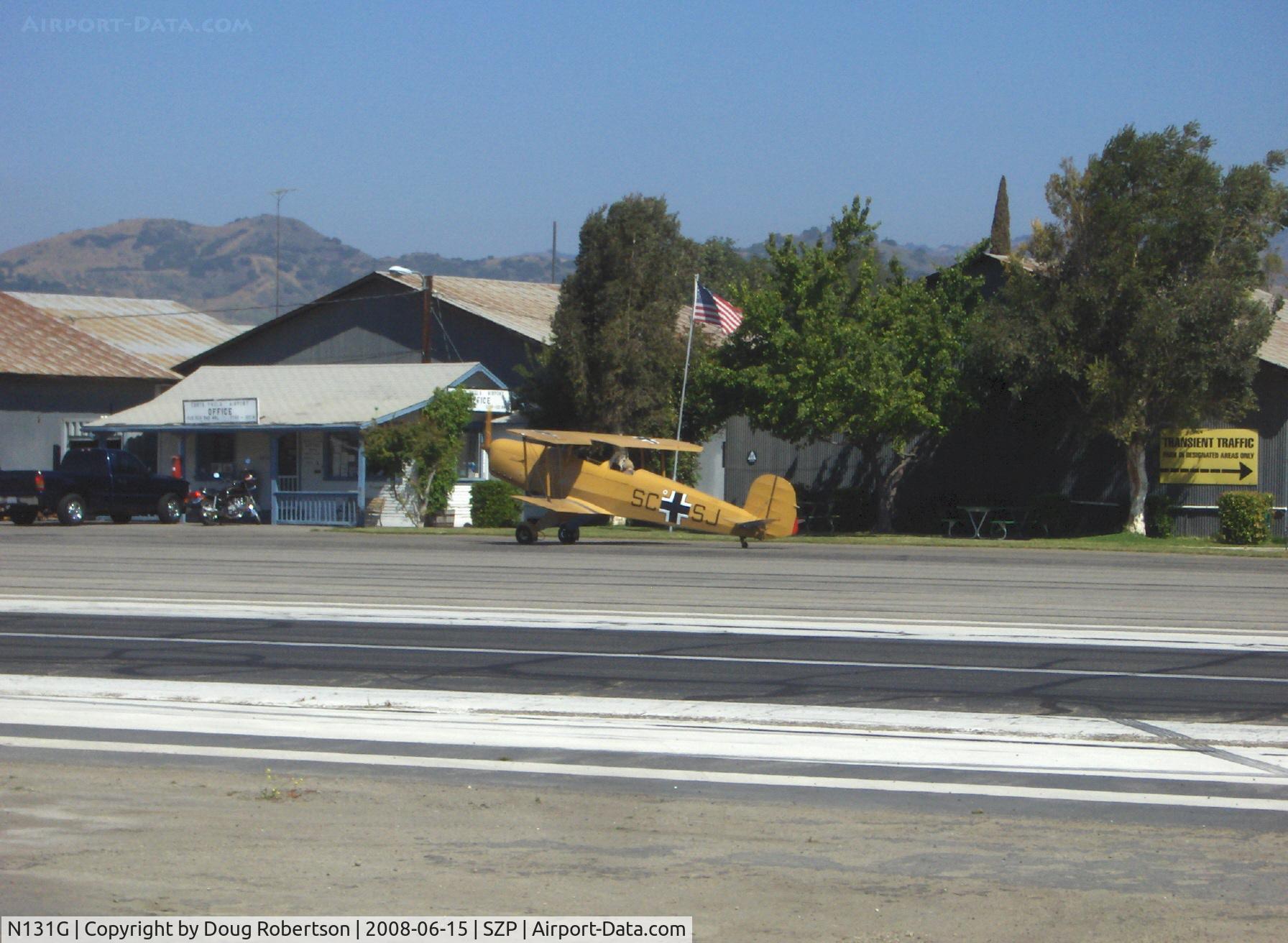 N131G, 1959 CASA 1-131 Jungmann C/N E3B-391, 1959 C.A.S.A. 1.131 Bucker JUNGMANN, taxi. listed as having a Lycoming O&VO-180 but looks and sounds like an original inverted in-line engine-which in fact is a LOM 332AK of 140 Hp