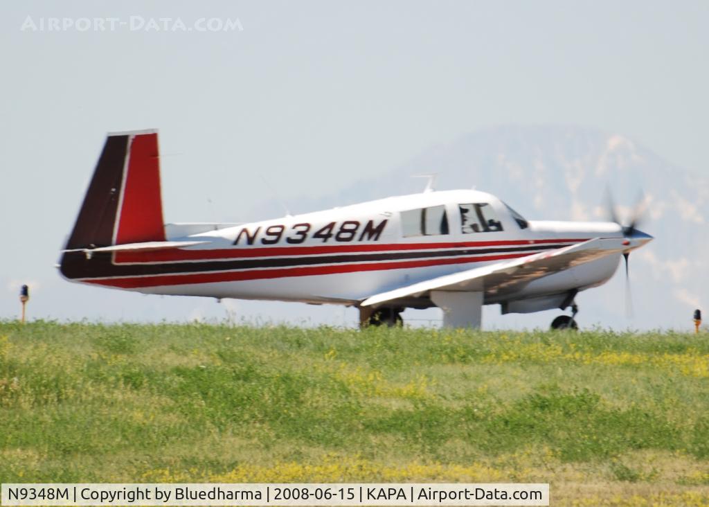 N9348M, 1966 Mooney M20E C/N 1280, Takeoff from 17L. Pikes Peak in the background.