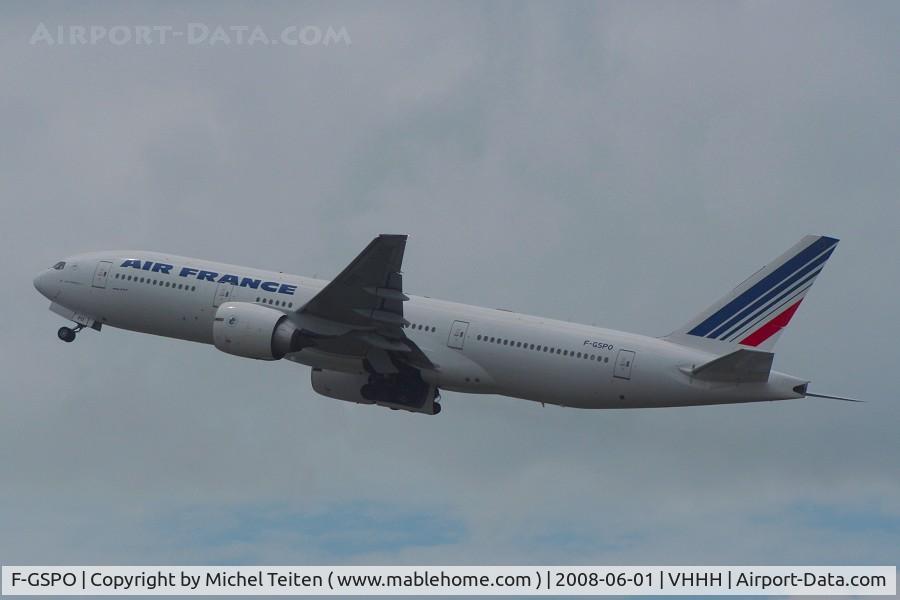 F-GSPO, 2001 Boeing 777-228/ER C/N 30614, Air France takes-off for its long flight back to CDG