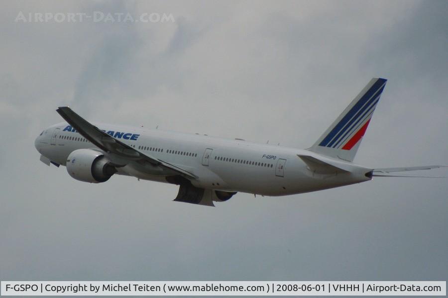 F-GSPO, 2001 Boeing 777-228/ER C/N 30614, Air France takes-off for its long flight back to CDG