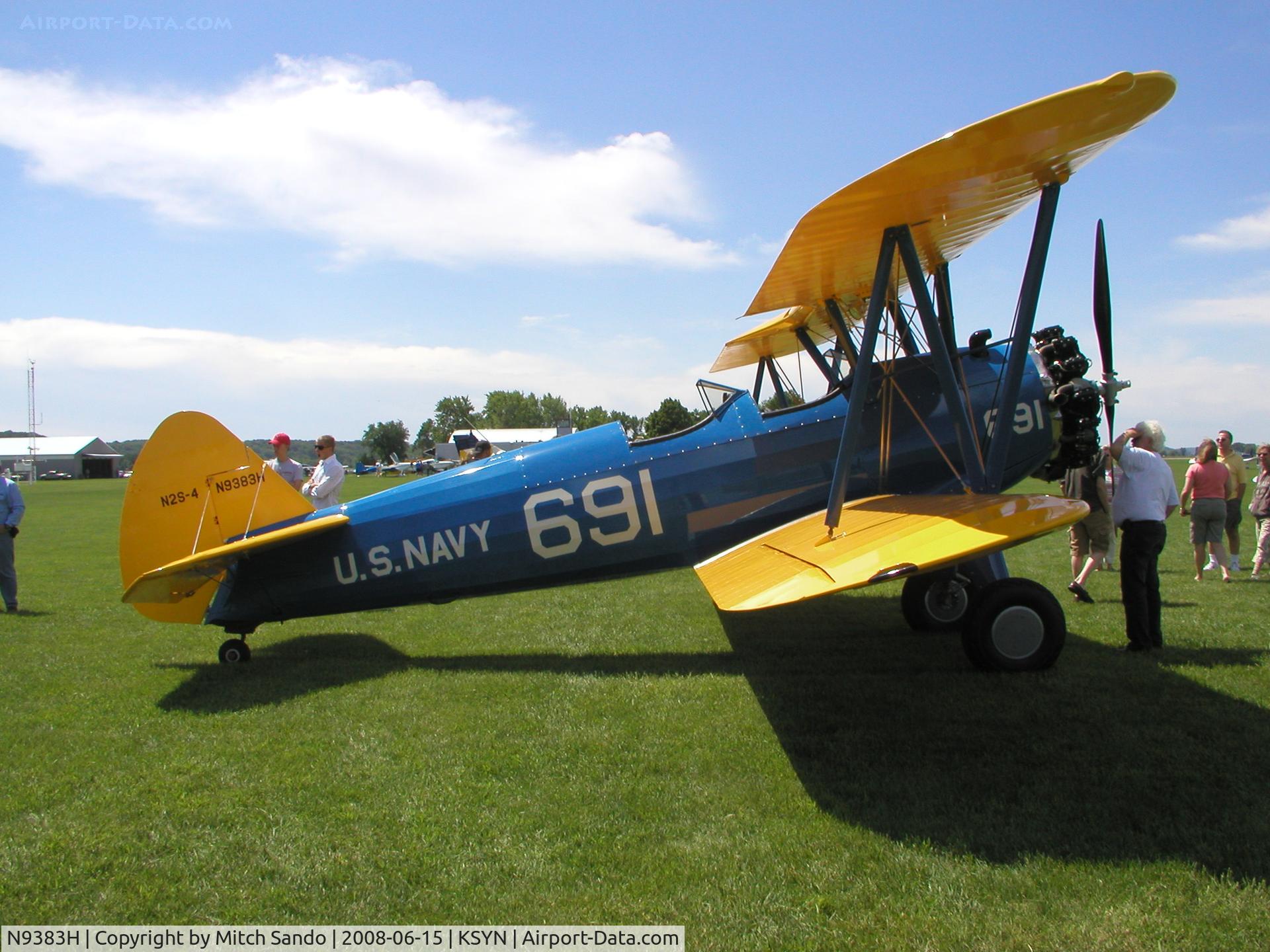 N9383H, 1943 Boeing A75N1(PT17) C/N 75-8472, Stanton Father's Day Fly-In 2008.