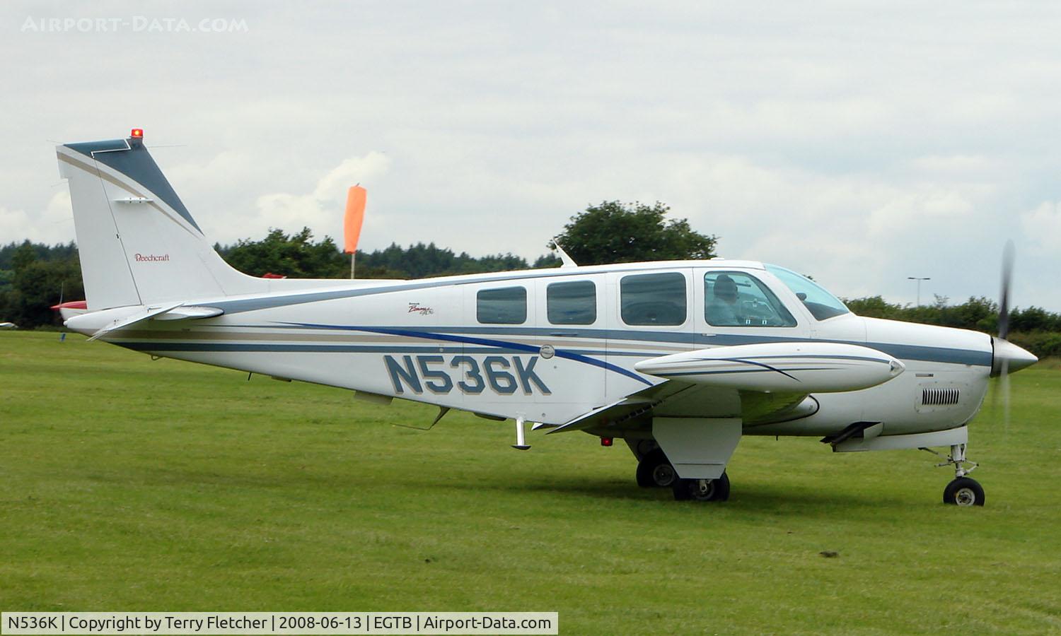 N536K, 1998 Raytheon Aircraft Company A36 Bonanza C/N E3220, Visitor  during  AeroExpo 2008 at Wycombe Air Park , Booker , United Kingdom