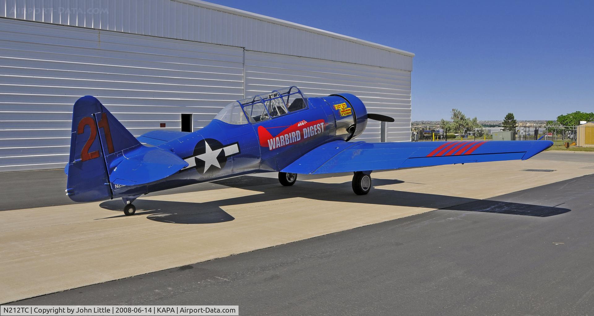 N212TC, 1944 North American SNJ-5 Texan Texan C/N 121-41732, Ready for a rest after a long flight in