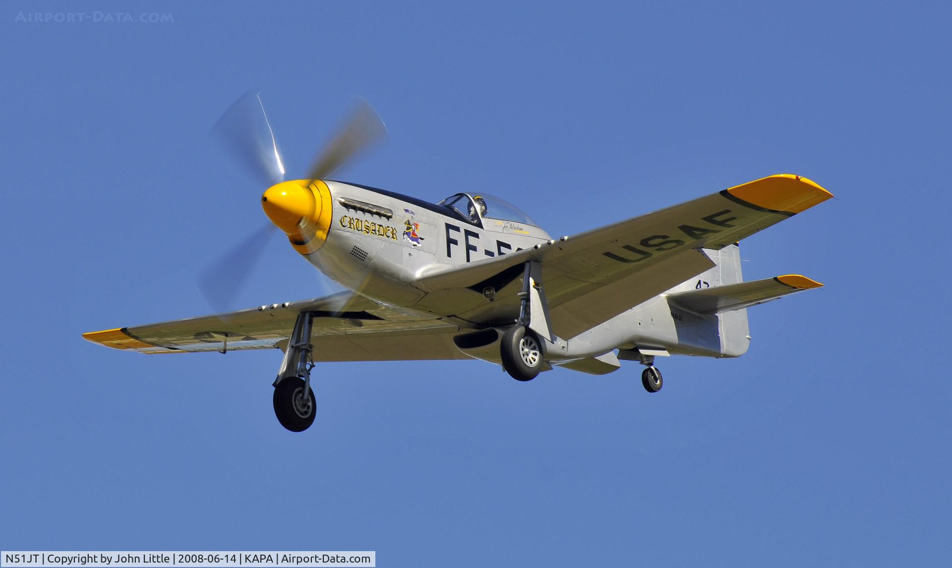N51JT, 1946 North American P-51D Mustang C/N 122-41122 (44-74582), Approach to 17L